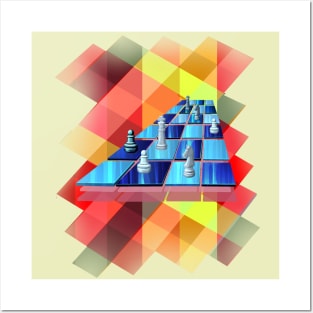 Chess with chequered background design Posters and Art